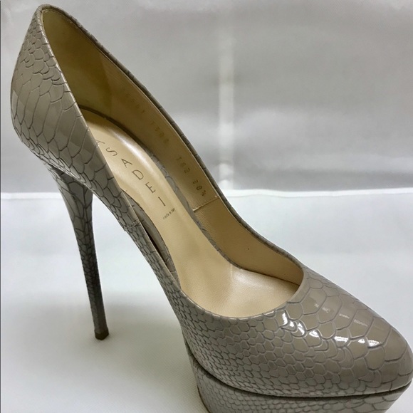 Almost new Casadei Grey Pitondrill Iris Platforms